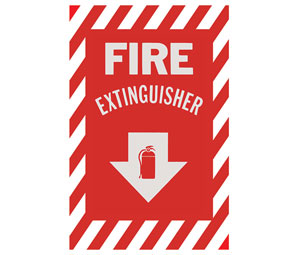 Heiser S110 "Fire Extinguisher" w/ Arrow Self Adhesive Vinyl Sign - 8" x 12"