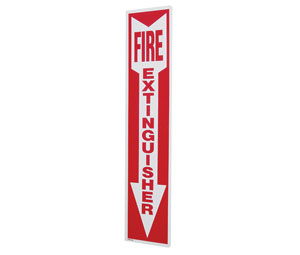 Heiser S136A Fire Extinguisher Arrow 90° Mount Rigid Plastic Sign - 4" x 18"