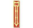 Heiser S140G "Fire Extinguisher" Arrow Self Adhesive Vinyl Glow-in-the-Dark Sign - 4" x 18"