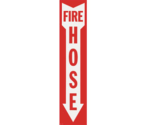 Heiser S142 "Fire Hose Arrow" Self Adhesive Vinyl Sign - 4" x 18"