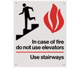 Heiser S143 "In Case Of Fire Do Not Use Elevators Use Stairways" Rigid Plastic Sign - 5-1/2" x 7"
