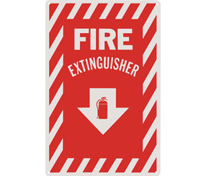 Heiser S190P "Fire Extinguisher" w/ Arrow Rigid Plastic Sign - 8" x 12"