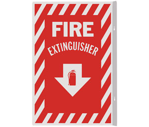 Heiser S200P Fire Extinguisher w/ Arrow 90° Mount Rigid Plastic Sign - 8" x 12"