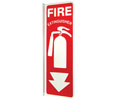 Heiser S300A Fire Extinguisher Pictorial w/ Arrow 90° Mount Rigid Plastic Sign - 4" x 12"