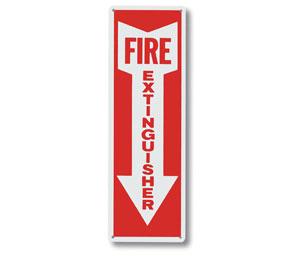 Heiser S412A "Fire Extinguisher" Arrow Aluminum Sign - 4" x 12"