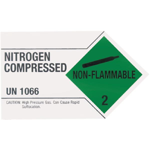 Heiser 1066L UN1066 - Nitrogen Compressed DOT Label - 3 3/8"W x 2"H