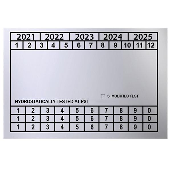 Heiser 123DOT Custom California DOT Hydrostatic Test Label - Metalized, 3 1/4"W x 2 1/4"H (100/roll)