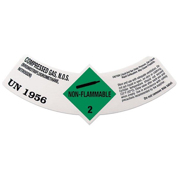 Heiser 1956H UN1956 - Compressed Gas N.O.S.(Halon 1301 and Nitrogen) DOT Label - 5 7/8"W x 2 1/4"H