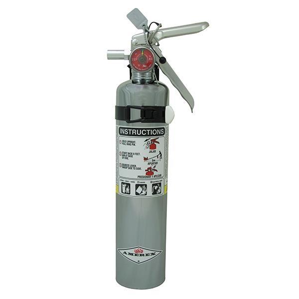 Amerex 417TCAX Amerex 2 1/2 lb. Chrome ABC Dry Chemical Fire Extinguisher w/ Vehicle Bracket