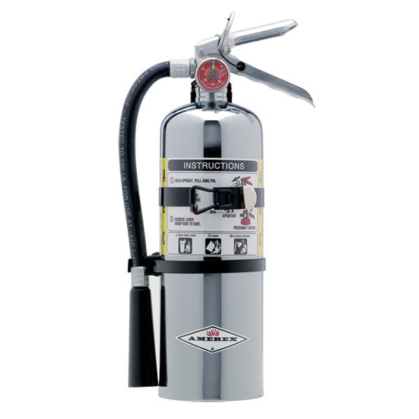 Amerex 500TCAX Amerex 5 lb. Chrome ABC Dry Chemical Fire Extinguisher w/ Vehicle Bracket