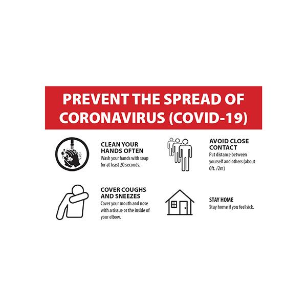 Heiser COVID1 COVID-19 "Prevent the Spread" Self-Adhesive Vinyl Sign - 9"H x 6"W