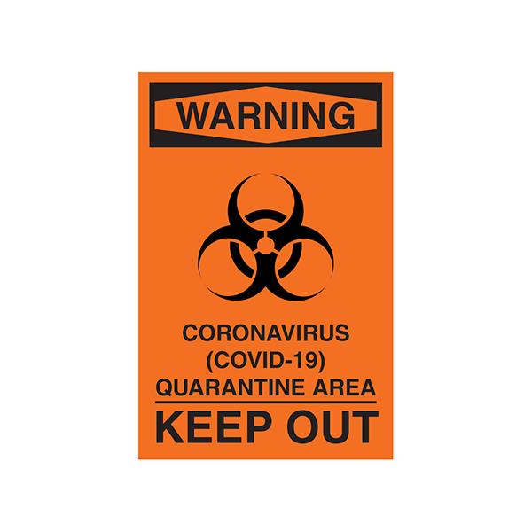 Heiser COVID5 COVID-19 "Warning" Self-Adhesive Vinyl Sign - 5 3/4"H x 8 3/4"W