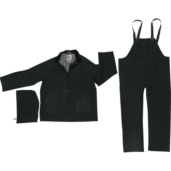 MCR Safety H321 3-Piece Black Rain Suit - 2X-Large