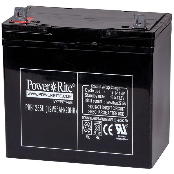 Heiser PB1255U Power-Rite 12V, 55Amp Sealed Lead-Acid Battery - Nut and Bolt Connection