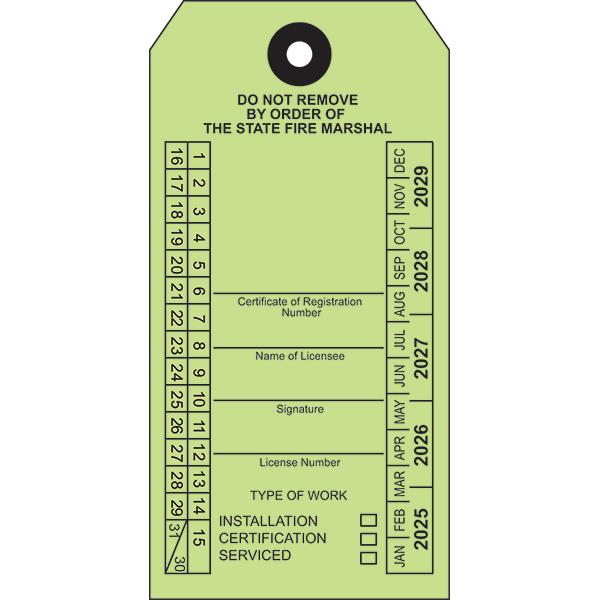 Heiser ST5 Louisiana Standard Service Tag - Green, 2 5/8"W x 5 1/4"H (100/pack)