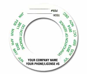Heiser 142C Custom Verification of Service Collar - White w/Green Imprint, 1-3/8"ID