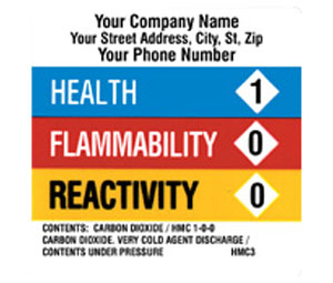 Heiser HMC3 Custom HAZ-MAT (HMIS) Communication Labels - CO2