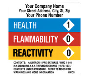 Heiser HMC9 Custom HAZ-MAT (HMIS) Communication Labels - Custom Content