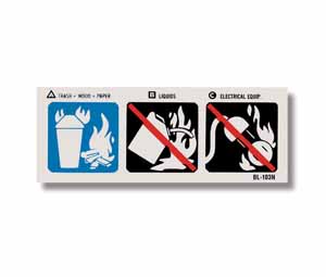 Heiser S175 A Rated Fire Extinguisher Pictorial Label