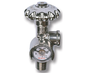 Heiser WUV75 3/4" Nitrogen Valve w/ Gauge for Dry Chemical Wheeled Units