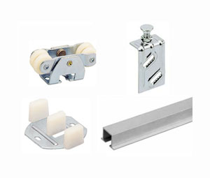 Hettich HT72-034-4 150 lb. Capacity, 3/4” Thick By-Pass 2 Door Hardware Kit - 4' Track
