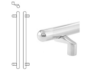 Hiawatha 1120OS-US32D 94" Satin Stainless Steel 90° Offset Stand-offs Round Ends Tubular Pull Bar