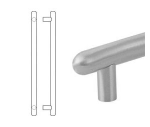 Hiawatha 1130-US3 44" Polished Clear Coated Brass Stand-offs Round Ends Tubular Pull Bar