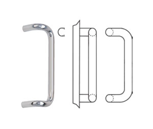 Hiawatha 609-US32D 1" Diameter Satin Stainless Steel 9" CTC Solid Offset Pull