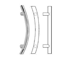 Hiawatha HG161-US28 Clear Anodized Aluminum 12" CTC Curve Segment Offset HG Series Solid Pull
