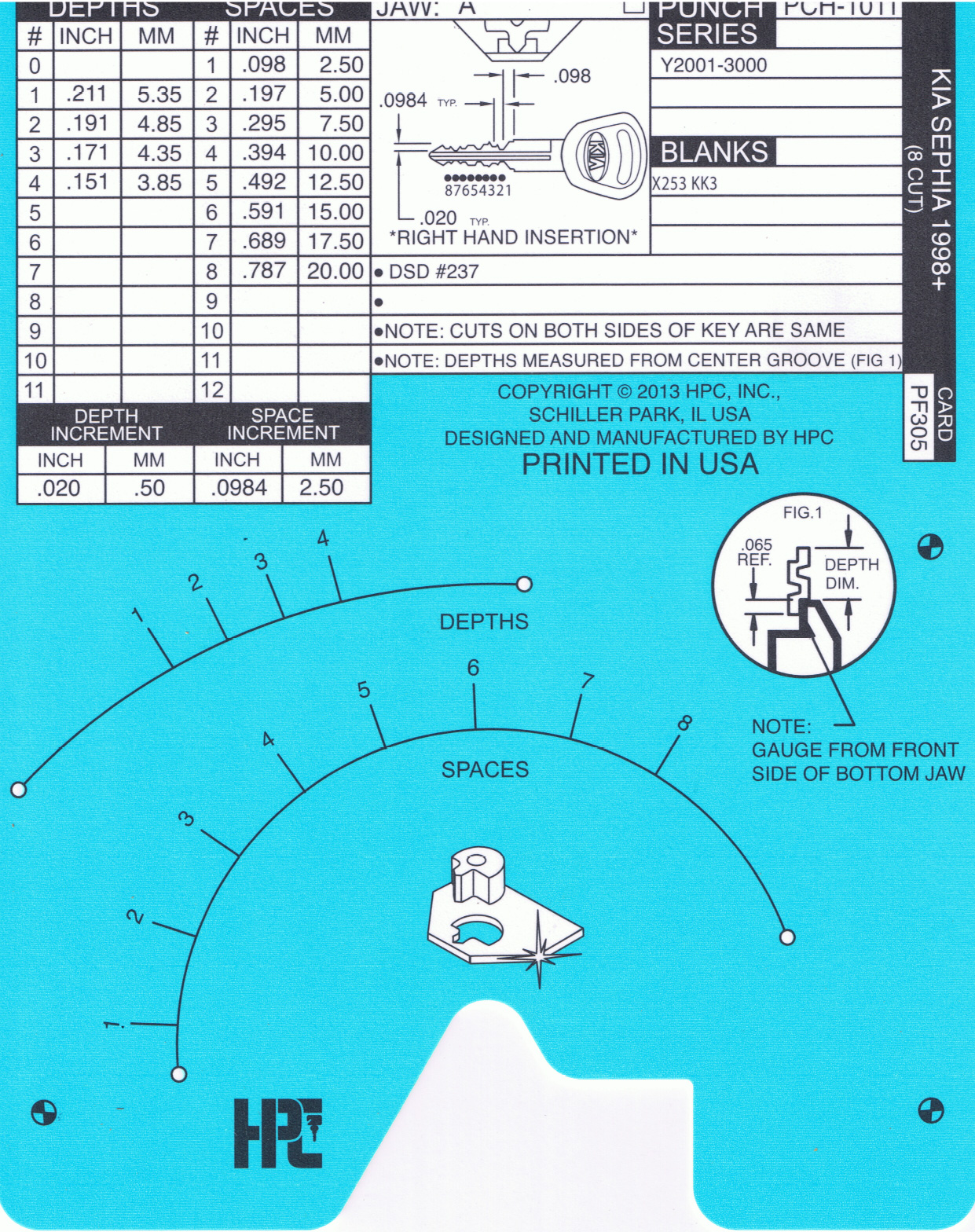 HPC PF305 Punch Machine Code Card