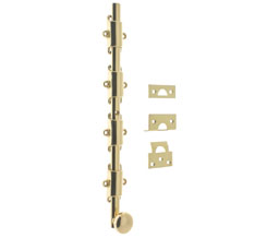 idh 11282B 10B Solid Brass Heavy Duty Surface Bolt with Round Knob & Standard Guides - 24" Rod - Oil-Rubbed Bronze