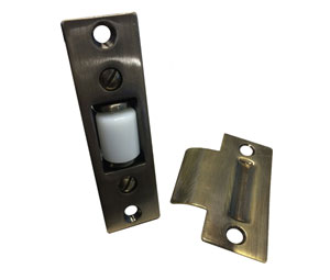 idh 12028K 005 Heavy Duty Silent Roller Latch With T Strike - Ajustable - Antique Brass