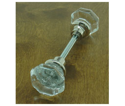 idh 21300M 015 Crystal Knob - Octagonal - Solid Brass Shank - Satin Nickel