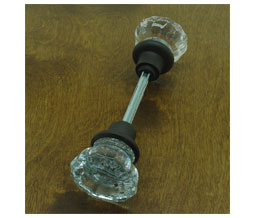 idh 21302M 003 Crystal Knob - Fluted - Solid Brass Shank - Polished Brass