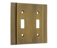 idh 53001L 003 Heavy Cast Wall Double Switch Plate - Polished Brass