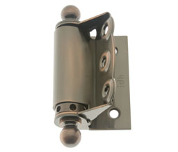 idh 80320J 003 Half Surface Adjustable Spring Screen Door Hinge With Ball Finials (Pair) - Polished Brass