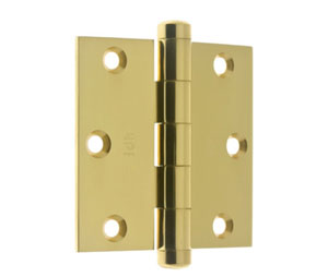 idh 83030J 003 Door Hinges Square Corner (Pair) - 3" x 3" - Polished Brass