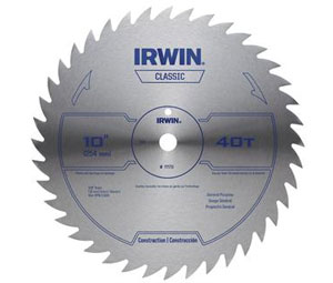 Irwin 11170 Classic Series Miter & Table Steel Circular Saw Blade - 10" Dia., 40-Tooth - Carded