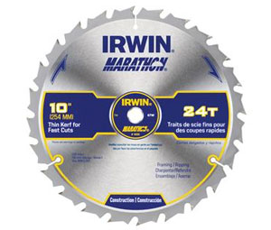 Irwin 14233 Construction Series Marathon® Miter & Table Circular Saw Blade - 10" Dia., 24-Tooth - Carded