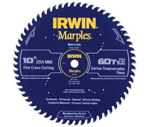 Irwin 1807369 Marples® Woodworking Series Miter & Table Circular Saw Blade - 10" Dia., 60-Tooth