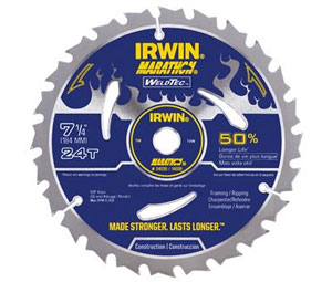 Irwin 24035 Construction Series Marathon w/ WeldTec™ Circular Saw Blade - 7-1/4" Dia., 24-Tooth - 10 Bulk Pack