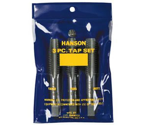 Irwin 2623 Hanson® Fractional Tap (HCS) Set w/ Taper, Bottoming & Plug Point Styles - 1/4" - 28 NF - 3 pc. Plastic Pouched Set
