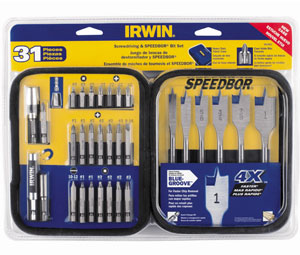 Irwin 3057031 Fastener Drive Tool and Speebor Bit Set w/ Soft Case - 31-piece