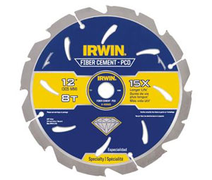 Irwin 4935625 Specialty Series Fiber Cement PCD Circular Saw Blade - 12" Dia., 8-Tooth