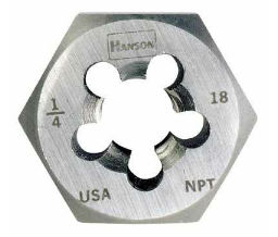 Irwin 585-7404 Irwin Hanson® Re-threading Hexagon Taper Pipe Dies (HCS) - 3/8" Thread Size - NPT Thread Standard