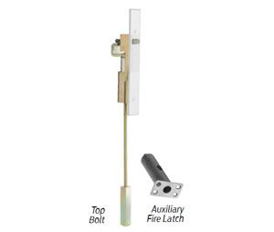 IVES FB33-12-MD US3 Automatic Top Bolt with Auxiliary Fire Latch and Retrofit Plate - Polished Brass