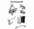 Jacknob JN21000 Toilet Door Hardware Kit With Mortise Hinges, Swing-Out Version, Chrome Finish