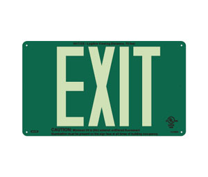Jalite UL432AS Photoluminescent Aluminum Exit Sign - Green