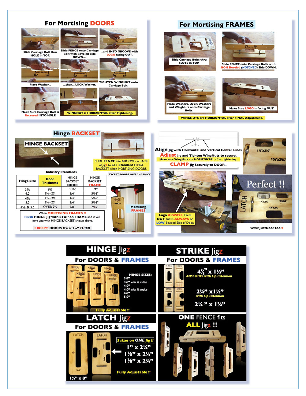 JustDoorToolZ JSETS H4.5 Hinge Jig STARTER KIT for Doors and Frames