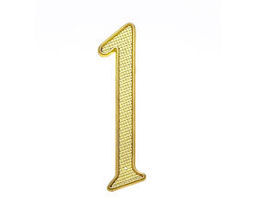 JVJ 00137 4" Polished Brass Finish Zinc Alloy House Number "1" , Composition Zamac